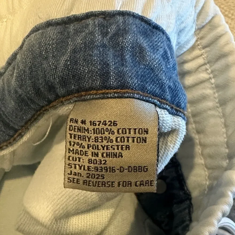 Tractr Reconstructed Ripped Denim Front White French Joggers Size M